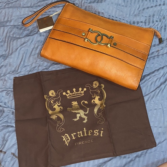 Nwt Pratesi Italian genuine leather clutch/wristlet bag